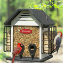 Kingsyard Bird Feeder for Outdoor Hanging, WPC Composite 3 in 1 Mixed Seeds Suet Feeder, Double Suet Cages Mesh Sunflower Bird Feeder, 3 LBS Large Capacity for Finch Cardinal Chickadee, White