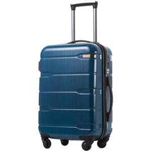 Coolife Luggage Suitcase PC+ABS Spinner Built-In TSA lock 20in 24in 28in Carry on (Caribbean Blue., S(20in_carry on))