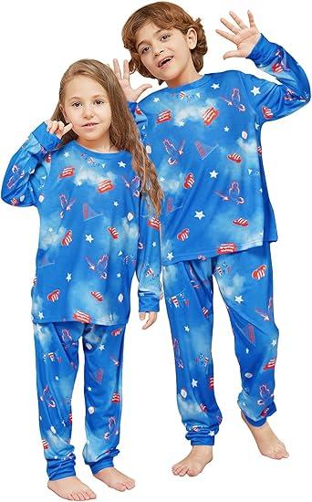 Narecte Unisex Girls Boys Pajamas Sets Long Sleeve Top and Pants 2 Piece Pajamas Set for Kid, Size: 8 Years