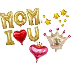 Pack of 2, HAPPY MOTHER'S DAY Aluminum Foil Balloon Set 32 Inches Letter Balloon Decoration for Mother's Day Party (MOM-LOVE-U)