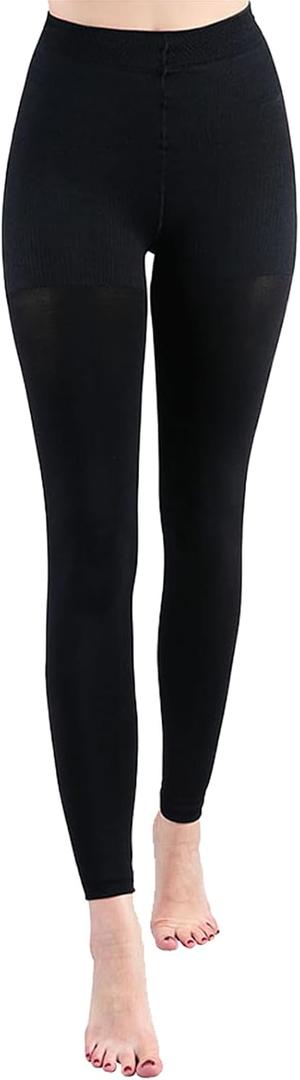 +MD Medical Compression Pantyhose for Women, 15-20mmHg Graduated Compression Tights, Footless Leggings for Leg Support (Small/Medium (Pack of 1), Black)