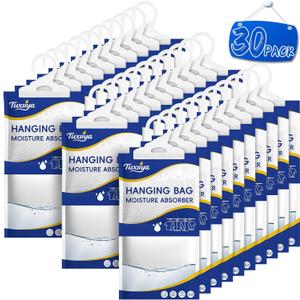 Moisture Absorbers 30 Pack,Hanging Closet Dehumidifier Bags,Moisture Absorbing Bags, Desiccant,Moisture Absorbing Bags for Closet,Wardrobes,Bedrooms, Bathrooms