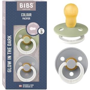 Bibs Pacifiers Color Collection, Set of 2 BPA-Free Latex Pacifiers Made in Europe, Round Nipple Baby Pacifier.