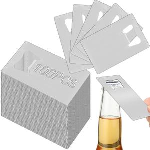 Nuogo 100 Pcs Stainless Steel Card Bottle Openers Bulk Metal Card Beer Openers Groomsmen Wallet Bottle Opener for Wedding Party Bridesmaid Favors Gifts (Silver)