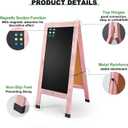 Large Sandwich A-Frame Chalkboard Sign - 40 x 20 Inches Pink Magnetic Wooden Chalk Board for Sidewalk, Stand up Double-Sided Outdoor Easel Display for Restaurant Cafe Shop Wedding Party or Business