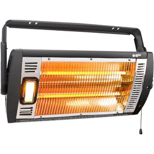 Electric Garage Heater 120V, 750/1500W Ceiling Mount Space Heater for Garage, Shop, Patio with 90 Adjustable Tilt, Dual Quartz Radiant, Safety Metal Grille and Overheat Protection, 1-Pack