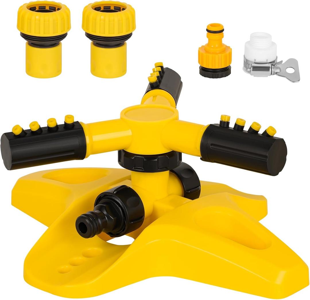 Sprinkler for Yard,360 Degree Rotary Sprinkler Upgrade Garden Grass Watering Sprinkler, Rotating Garden Sprinkler for Large Area Coverage, Lawn and Yard Sprinklers (Yellow)