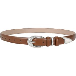TRIWORKS Women Leather Belt for Jeans Pants Fashion Ladies Skinny Faux Leather Dress belt with Gold Buckle