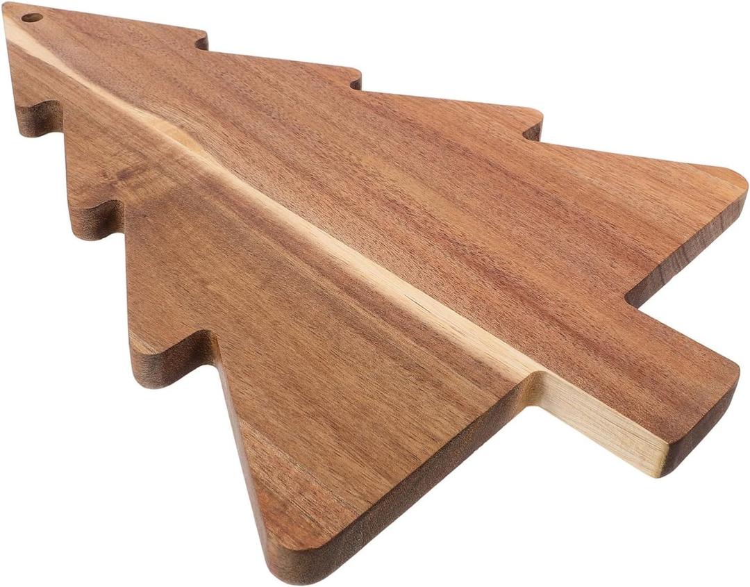 Christmas Tree Cutting Board, 14.9"x 9.4" Wooden Charcuterie Cheese Board, Acacia Serving Tray for Sushi, Dessert, Candy Dish