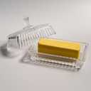Clear Glass Butter Dish with Lid, Covered Crystal Butter Stick Holder Tray, Glass Butter Storage Container for Fridge Countertop
