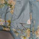 Teal Floral Duvet Cover Queen Size, 3pc Turquoise Aqua Farmhouse Apricot Blossom White Flowers Pattern Printed Microfiber Comforter Cover Set, Soft and Lightweight Quilt Cover for Women 90x90 nches