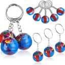 PROLOSO Globe Keychains Bulk for Kids World Planet Earth Theme Keyrings Toy 1 Inch