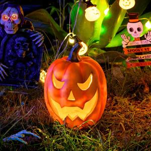 Light Up Halloween Pumpkin Decor Jack-O-Lantern Solar Outdoor Pumpkin Lights Halloween Decorations for Porch Yard Garden Lawn Patio,Scary Face Pumpkin