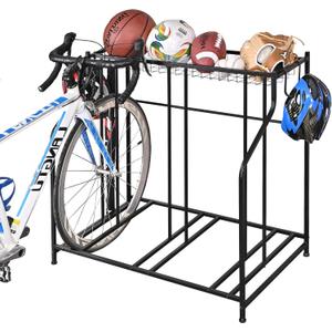 Mythinglogic Garage Bike Storage Rack, Freestanding Organizer for Adult or Kids Bike, 3 Bicycle Holder for Indoor and Outdoor Use
