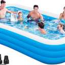 Inflatable Pool for Adults, 130"x72"x22" Extra Large Blow Up Pool with Pump, Full Size Family Swimming Pools for Backyard Garden Home Lawn Indoor Outdoor (Blue)