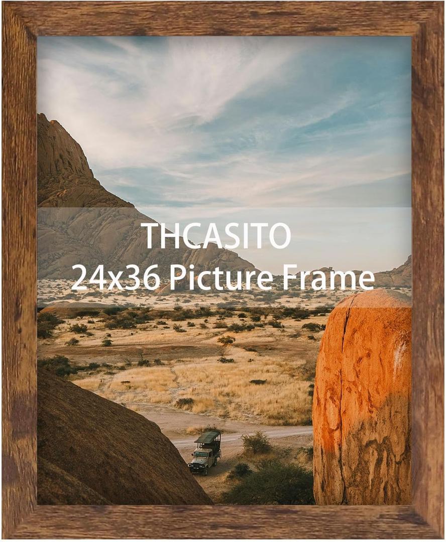 Picture Frames 24x36 Brown Poster Frames without Mat for Wall Vertical or Horizontal Decor
