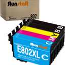 Run Star Remanufactured for 802XL T802XL Ink Cartridge for Epson 802XL T802XL for Workforce Pro WF-4730 WF-4740 WF-4720 EC-4020 WF-4734 EC-4040 EC-4030 Printer (2 Black/Cyan/Magenta/Yellow)
