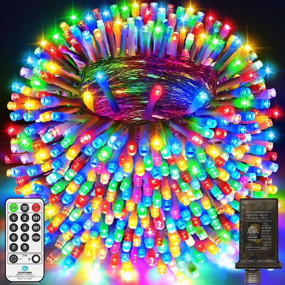 JXLEDAYY 200 FT 500 LED Christmas Lights Outdoor Fairy Lights Plug in Extra Long String Lights Waterproof 8 Modes Timer for Outside House Tree Garden Yard Wedding Party Decorations-Multicolored