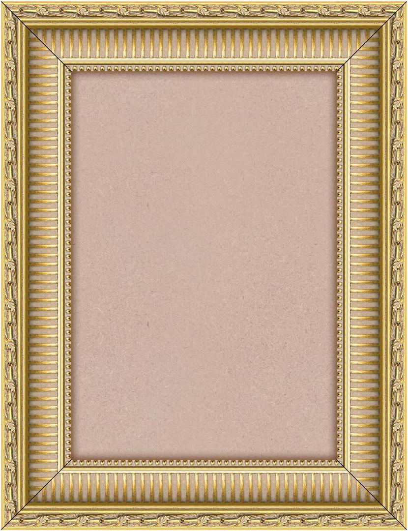 ArtXO Wood Vintage A4 Picture Frames for Living Room Wall Decor: Classic Gold 8.25x11.75 Gallery Wall Frame for Canvas, Poster, Diploma, Family Friends Photo Display