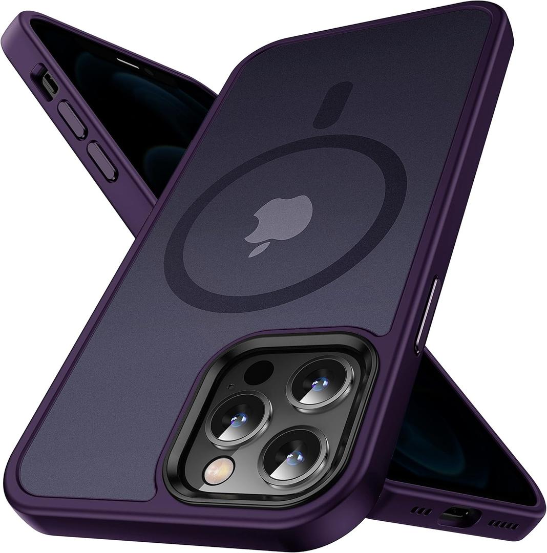 Magnetic for iPhone 12 Case/iPhone 12 Pro Case, [Military Grade Drop Tested] [Compatible with MagSafe] Shockproof Translucent Soft Slim Thin Protective Case for iPhone 12/12 Pro, Deep Purple