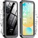 Temdan for Samsung Galaxy S24 FE Case Waterproof, [Military-Grade Drop Protection] [IP68 Underwater] Full Body Heavy Duty Rugged Shock-Proof Case for S24 FE 6.7 Inch Black