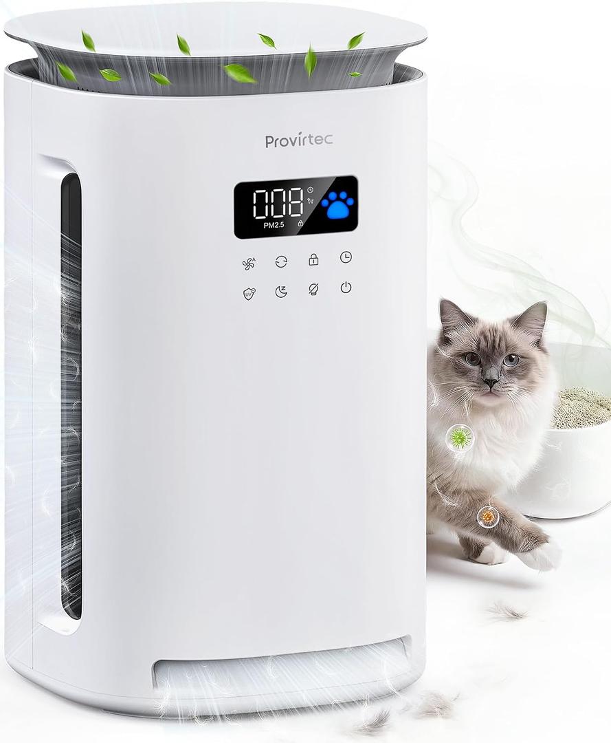 Provirtec Pawtent Pro New Pet Air Purifier, No More Pet Odor & Wet Dog Smell, End Dander Allergies & Floating Fur, 2-Year Filter Life Cuts Extra Maintenance Expense, Auto/Sleep Mode for Home, 2500 ft
