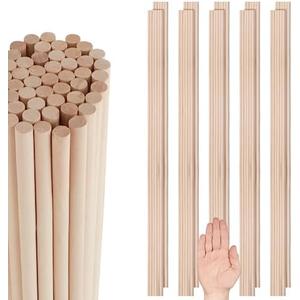 40 PCS Wooden Dowel Rod 24 Inch x 1/4 inch Wood Craft Sticks Wooden Dowels for Crafts Rods Bamboo Wood Sticks Long for DIY