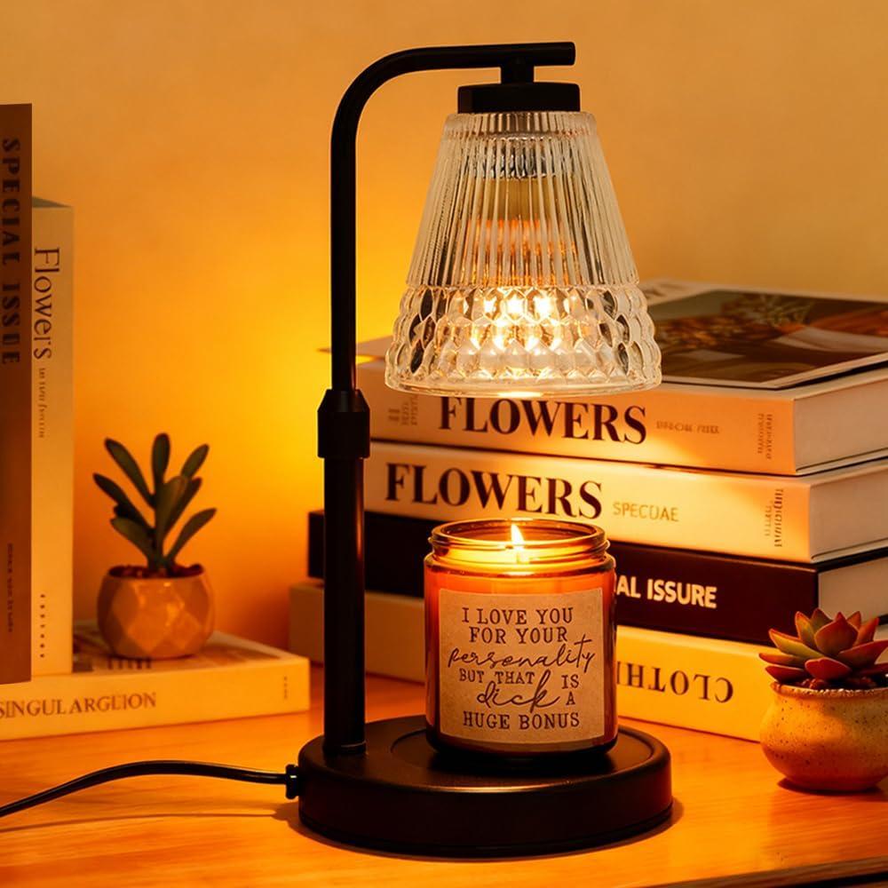 ZUSANUN Candle Warmer Lamp Adjustable Height & Dimmable, Electric Candle Warmers for Jar Candles, Home Decor Lamp with Timer, Perfect Gifts for Women Men, Safe Night Light for Bedroom Office (Black)