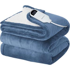 Bedsure Electric Blanket Twin - Soft Flannel Heated Blanket, Fast Heating with 10 Time Settings & 6 Heat Settings, Warm Gift for Grandma (62x84 inches, Blue)