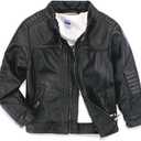 LJYH Boys Leather Jackets New Spring Children Collar Motorcycle Faux Leather Zipper Coats (4-5T, Black)