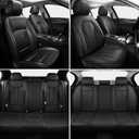 MINGBRON Car Seat Cover Full Set, Leather Car Seat Cover, Waterproof Seat Covers, Car Seat Cushion, Nappa Leather Seat Covers Car Seat Protector Universal Fit Most Cars Black