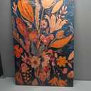 Boho Flower Canvas Wall Art Abstract Flower Plant Wall decor pictures Mid Century Modern Flowers Picture Prints Orange Floral Poster Artwork For Living Room Bedroom Home Decorations (24inx36in canvas) (36L" x 24W")