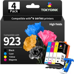 923 Ink Cartridges Combo Pack Replacement for HP 923 Ink Cartridges Work for OfficeJet 8120 8122e 8123 OfficeJet Pro 8130 8135e 8138e 8139e Printer Without Chip (Black/Cyan/Yellow/Magenta 4 Pack)