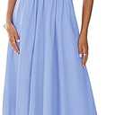 PRETTYGARDEN Women's 2025 Summer Casual Long Dresses Cap Sleeve Patchwork A Line Flowy Modest Elegant Homecoming Maxi Dress (Black, XL)
