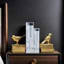 Home Decorative Gold Birds & Books Vintage Design Resin Bookshelf Bookends,Paper Weights, Book Ends,Bookend Supports, Book Stoppers, Set of 2