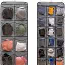 Dual-Sided Hanging Closet Organizer for Socks Underwear Bra Kids Storage Organizer for Baby Clothes Toddler Shoes with 26 Pockets (Grey-Clear Pockets)