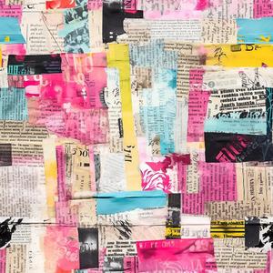 REDAMANCY Colorful Pink Yellow Blue Newspaper Modern Art Peel and Stick Wallpaper Stick on Contact Paper Vintage Wall Paper Easy Peel Off for nightstand Drawer Cabinet Renter (17.7" x 118")