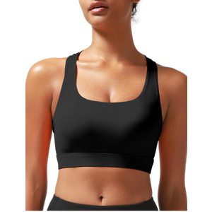 RUNNING GIRL High Impact Sports Bras for Women - Scoop Neck Strappy Sports Bra High Support Moulded Cup Workout Bra (L) Large