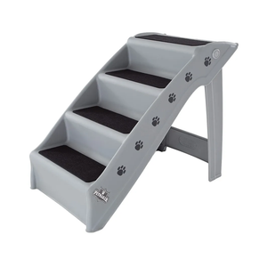 Dog Stairs - Pet Stairs with 4-Step Design for Beds, Couches, Cars - Pet Steps for Puppies, Kittens, and Small Pets by PETMAKER (Gray)