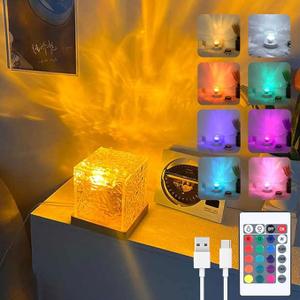 Ocean Wave Ceiling Projector,16 Colors Ocean Wave Light Projector, Water Ripple Ambient Night Light with Remote, Touch Control Aurora Projector Non-Wood for Bedroom,Room Decor,Kids Room (Cubic)