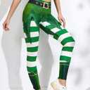 color cosplayer St. Patrick's Day Leggings Shamrock Stretchy Tights Yoga Pants for Women (Green)