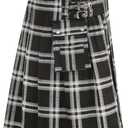 GRAJTCIN Scottish Tartan Kilt for Men Traditional Highland Utility Kilts (Black, XL)