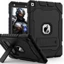 Case for iPad 9th/8th/7th Generation 2021/2020/2019(10.2 inch), Heavy Duty Military Grade Shockproof Rugged Protective 10.2" Cover with Built-in Stand for iPad 9 8 7 Gen (Black)