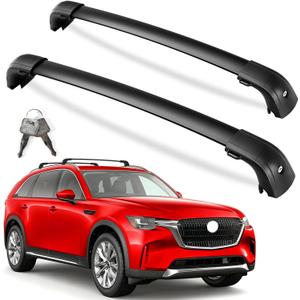 KINGGERI 300lb Lockable Roof Rack Cross Bars Compatible with 2024 2025 2026 Mazda CX90 & CX-90 PHEV with Flush Side Rails, Heavy Duty Aluminum Roof Rails Crossbars Luggage Accessories