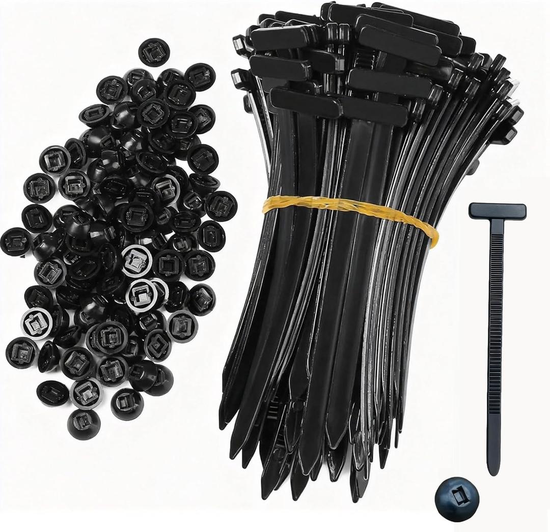 2 x 100 PCS Heavy Duty Nylon Cable Tie Buckles with Locking Pins & Buttons, UV Resistant Self-Locking Zip Tie Mounts for Car Bumper Repair, Automotive Body Fasteners, Universal Fit for Most Vehicles