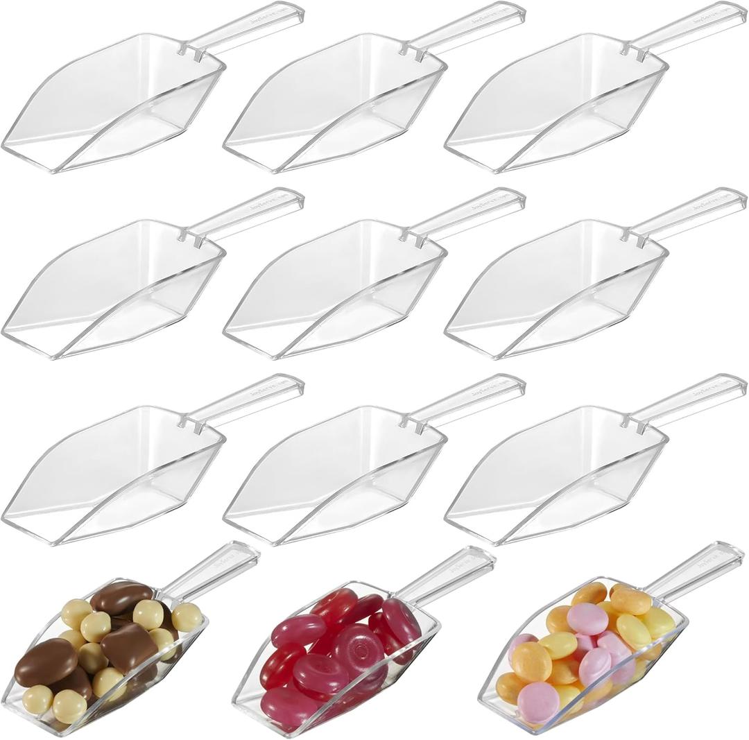 24-Mini Clear Acrylic Plastic Scoops for Candy - Ice Cream Bar, Jars, Containers, Coffee, Flour, Dessert Toppings, Buffets, Kitchen, Weddings, Parties & Concessions, Candy Buffet, 5.5" Candy Scoops