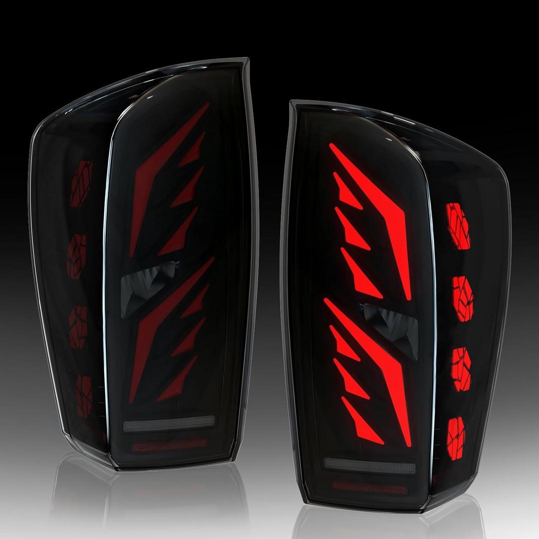 Sequential Full Led tail lights for Tacoma 2016 2017 2018 2019 2020 2021 2022 2023 Dynamic Turn Signal,Brake Light,Reverse Light Smoked Starting Animated Rear Light Assembly