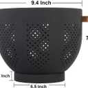 Metal Colander with Wood Handle and Stable Base, Powder Coated Steel Kitchen Strainer Basket for Draining Pasta, Vegetable and fruit (7quart,Matte Black)
