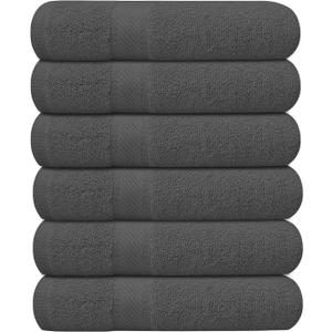 Pack of 6 Bath Towels 27 x 54 Inches, 100% Cotton, Larger & Lighter Weight, Quicker to Dry, Super Soft and Absorbent, Perfect for Bathroom (Grey, Pack of 6 (27''x54''))