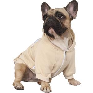 iChoue French Bulldog Frenchie Clothes Hoodies for Dogs Pug English Boston Terrier Bully Pitbull Corgi Sweatshirt Sweater Clothing - Khaki/XLarge (X-Large ( 45 - 55 lbs ))